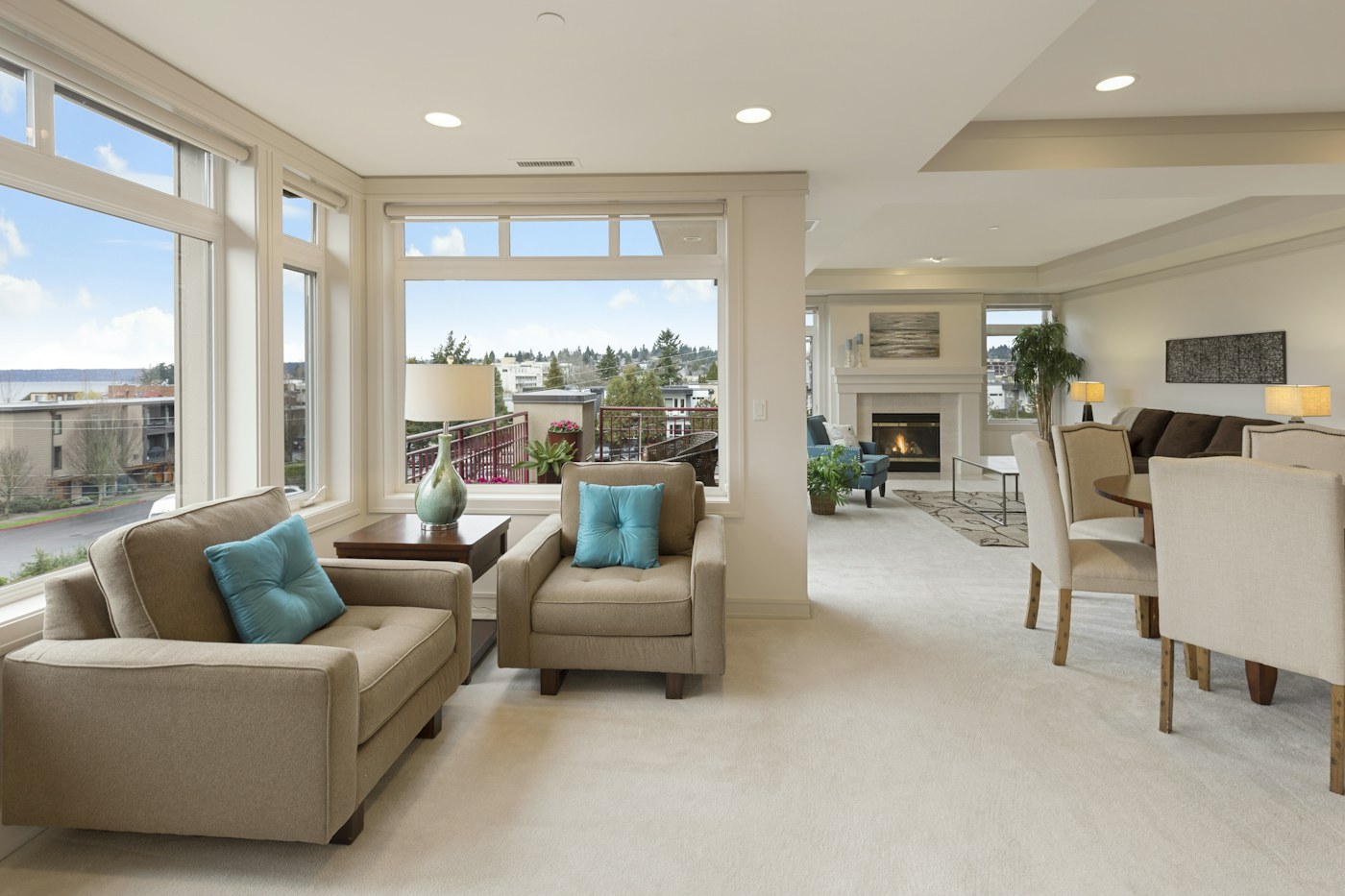 Sunlit apartment with generous windows and a bright living area
